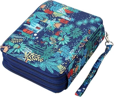 Pennenetui 72 Sleuven - Potlood Organizer - Kunstbenodigdheden Opbergen - Grote Capaciteit - 7.7 x 6.2 x 2.5 inch - Jungle