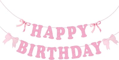 Verjaardag Banner - Feestdecoratie Slinger - Verjaardag Viering - Strik Ontwerp - 4 Meter Koord - Roze