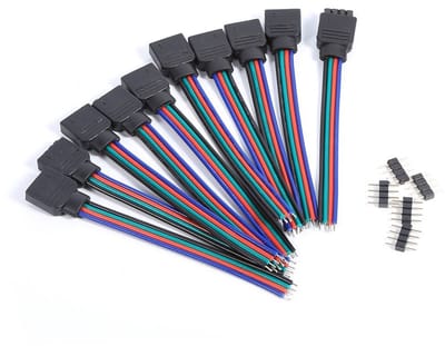 Store_8 - LED-strip-aansluiting - RGB 4-pins kabel - Geen soldeerwerk nodig - 10 stuks - Duurzaam PVC - Geschikt voor 3528 en 5050 LED-strips - 10 cm