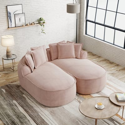 MODFU Modulair Bankstel - Frameloos En Uitschuifbaar - Scandinavisch - Voor Woonkamer - Zachte Stof - Roze