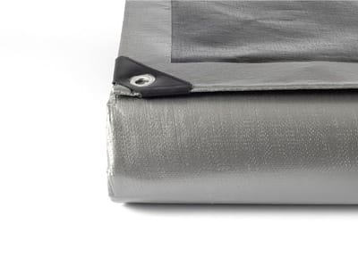 240 g/m², PE-materiaal, 2-in-1 dekzeil voor zomer en winter, zonnezeil, winterafdekking, zomerafdekking, houten zeil, autozeil, bootzeil (zilver/zwart, 300 x 400 cm)