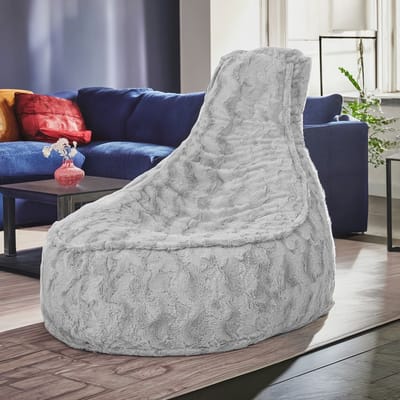 Drop & Sit Stoel Zitzak Bont - Zitzakfauteuil - Woonkamerzitzak - Grijs - Junior - Voor Binnen