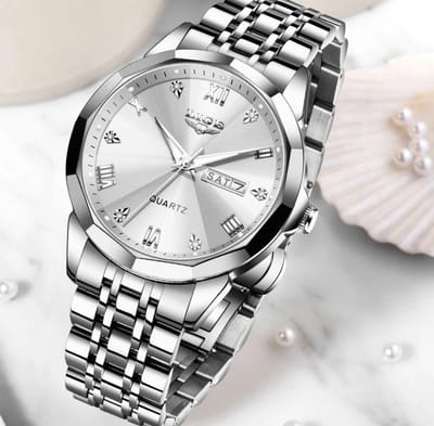 Lige - HerenHorloge - Polshorloge - Heren - Cadeau - Horloge - Horlogedoos - Mannen - Zilver en Wit- Polsband Zilver