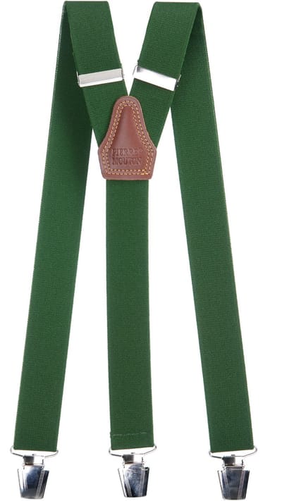 Pierre Mouton Sterke Bretel - Bretels - Volwassenen - Heren - Donker Groen - 140cm - 3 brede clips - XL - XXL