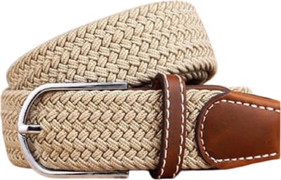 Knaak Elastische Geweven Riem - Camel - Rekbaar tot 120 cm - Unisex - Gevlochten Design