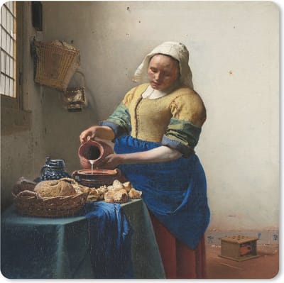 Muismat Vermeer - Het melkmeisje - Schilderij van Johannes Vermeer muismat rubber - 19x23 cm - Muismat met foto