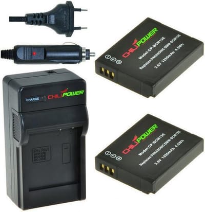 2 x DMW-BCM13 accu's voor Panasonic - inclusief oplader en autolader - Origineel ChiliPower