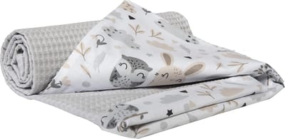 SnelShoppen - Babydeken 75 x 100 cm voor pasgeborenen, knuffeldeken van 100% katoen, lichtgewicht grijze wafels, ideaal voor peuters, kinderbed, kinde