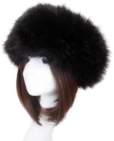 Winter Haarband Imitatiebont – Warme Pluizige Oorwarmer voor Dames & Meisjes - Fleece, Ski, Outdoor, Koude Winterdagen- Zwart