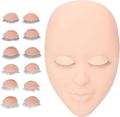 Oefenhoofd voor Wimperextensions met 6 Paar Vervangbare Oogleden en Zachte Touch voor Professionele Wimpertraining