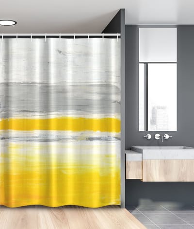 New Bed, Geel Waterverf Kunstontwerp, Douchegordijn Badkamer Decor Set met Haakjes, 120 cm B 180 cm L