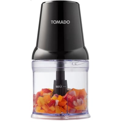 Tomado TCH2001B - Hakmolen - 360 ml - 2 RVS messen - 400 watt - Snijdt, hakt en mixt - Zwart