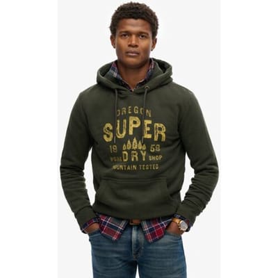 Superdry Work Shop Hoodie Groen Grootte: XL