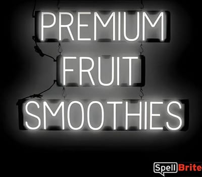 PREMIUM FRUIT SMOOTHIES - Lichtreclame Neon LED bord verlicht | SpellBrite | 86 x 61 cm | 6 Dimstanden - 8 Lichtanimaties | Reclamebord neon verlichting