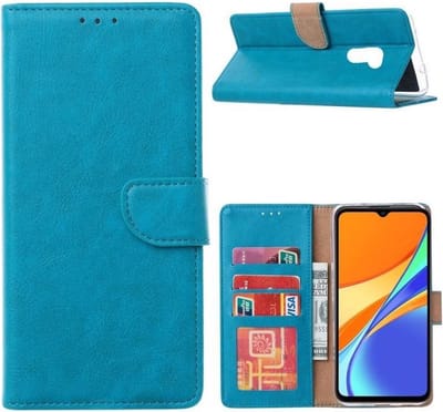 LuxeBass Hoesje geschikt voor Xiaomi Redmi 9 - Bookcase Turquoise - portemonnee hoesje gsm hoesje - telefoonhoes - telefoonhoesjes