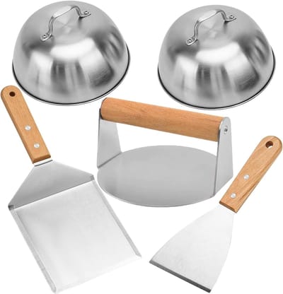 5-delige set voor het maken van smash burgers van roestvrij staal voor de gasgrill, inclusief burgerpers, spatula en BBQ-accessoires voor perfecte grillresultaten