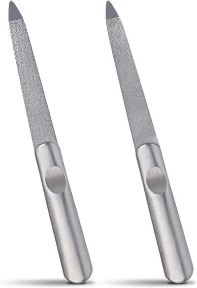 Premium metalen nagelvijlen set voor natuurlijke nagels – 2 stuks roestvrijstalen nagelvijlen voor handen en voeten