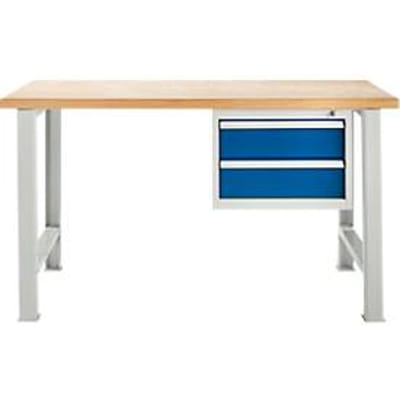 TOP-werkbank, met 2 schuifladen, basiseenheid, aluminium zilver, 1500 mm breed
