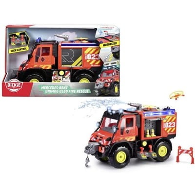 Dickie - Unimog U530 Fire Rescue - Brandweerwagen - trekhaak en waterpistool met afstandsbediening