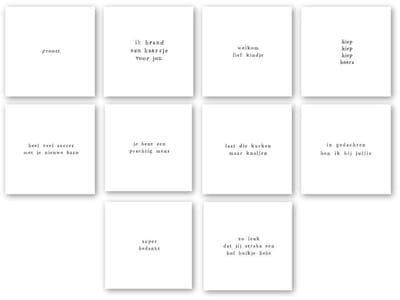 Greetz - Verjaardag, Geboorte etc. Kaartenset - 10 minimalistische wenskaarten incl. enveloppen