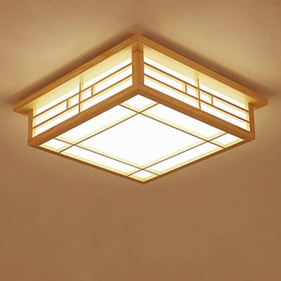 Japanse plafondlamp LED 16W massief hout voor woonkamer en slaapkamer