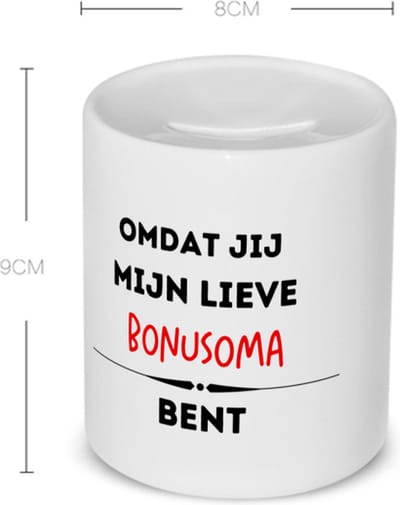 Akyol - omdat jij mijn lieve bonusoma bent Spaarpot - Oma - de liefste bonusoma - verjaardag - cadeautje voor oma - kado - geschenk - 350 ML inhoud