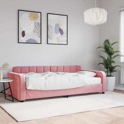 vidaXL - Slaapbank - met - matras - 90x200 - cm - fluweel - roze