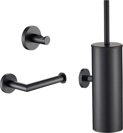 Plieger Vigo Toiletset Accessoires – Wc borstel – Wc Rolhouder – Handdoekhaakje - 10 jaar garantie – Mat Zwart