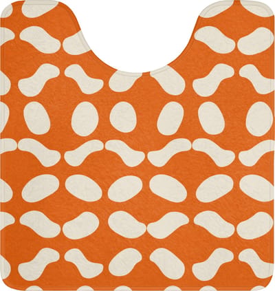 WC mat met uitsparing 55x60 cm - Antislip - Oranje - Organische vormen - Wit - Toiletmat met uitsnijding - Vloermat - Douchemat - Toilet tapijt - Toiletmatten