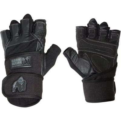 Gorilla Wear Dallas Fitness Handschoenen met Wrist Wraps - Trainingshandschoenen met Grip & Polssteun - Voor Bodybuilding & Krachttraining - Zwart - S