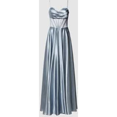 SWING – Avondjurk Dames – Satijn – Transparante Korset – Sierstenen – Lichtblauw – 42 / XL