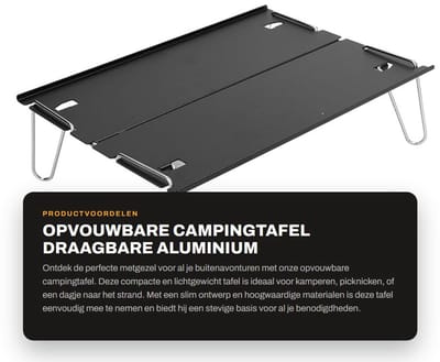 Dailygoods- Campingtafel Lichtgewicht - Inklapbaar - Vouwtafel - Camping Tafeltje - Opvouwbaar - Inclusief draagtas - Compact formaat - Opvouwbare Tafel