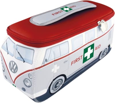 BRISA VW Collection - Volkswagen neopreen universele make-up-, cosmetica-, cultuur-, reis-, apotheek-, tas-, etui in T1 Bulli Bus-design - Grijs, First Aid - groot