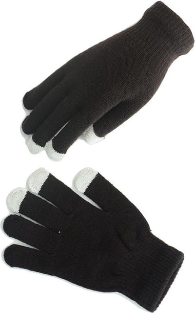 Luxe Gebreide Winter Handschoenen | Touch Tip Gloves | Touchscreen | Voor fiets, motor, scooter, sporten en wandelen | One-size | Winterhandschoenen | Unisex | Dames en Heren | Zwart