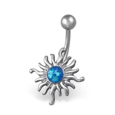 Aramat Jewels - Navelpiercing - Stalen blauwe opaal zon - Stijlvol