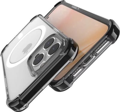 Premium Magnetische Anti-Shock Siliconen Back Cover – Geschikt voor iPhone 17 Pro Max – Transparant met Zwarte Randen – Verhoogde Camerabescherming – MagSafe Compatibel – Anti-Yellow Hoesje