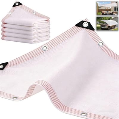 VHV- Schaduwdoek - Schaduwnet wit - Zonnedoek - 50% schaduw - UV-bestendig - Met ogen - Voor kweekkas, tuin en kippenhok - 3x5m - Wit