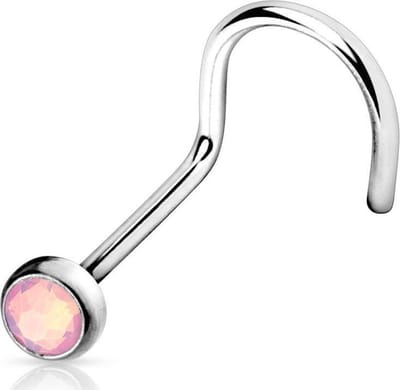 Neuspiercing U-bocht Opal Press Fit 0.8x6x2 - roze - LMPiercings
