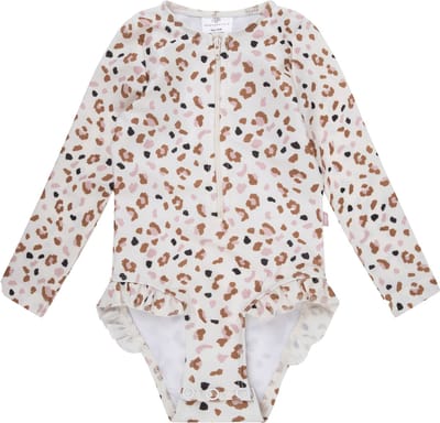 Swim Essentials UV Badpak Meisjes Met Lange Mouwen - Kaki - Leopard- 134/140