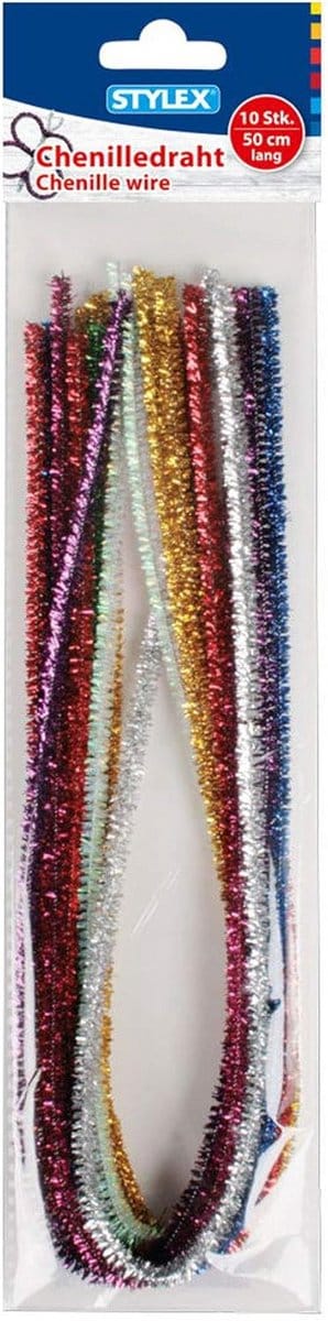 50 cm Glitter Chenilledraad (Pijpenreiniger) - 10 Stuks Gekleurd Knutselmateriaal