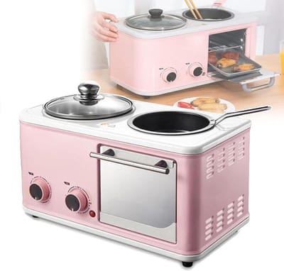 Ontbijtapparaat - Keukenmachine Alles-in-één - Compleet Ontbijt Maken - 4-in-1 Multifunctioneel - 8 Liter Oveninhoud - Roze