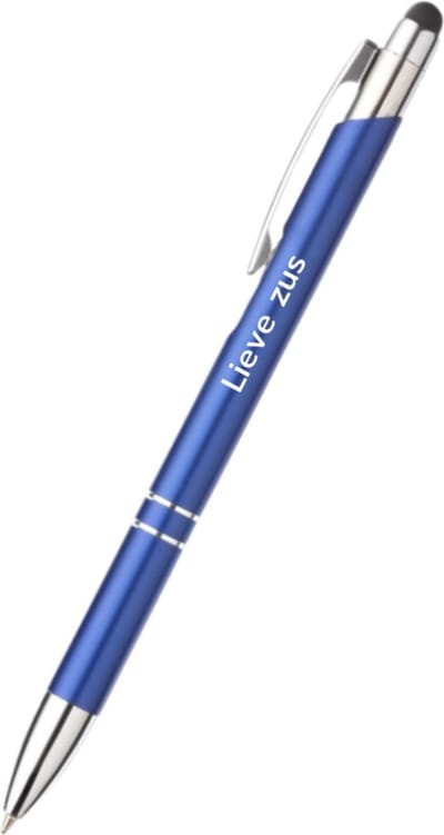 Akyol - lieve zus pen - blauw - gegraveerd - Pennen zus - familie - pen met tekst cadeau - zus cadeautje - verjaardag cadeau - bedankje - familie cadeau - met soft touch