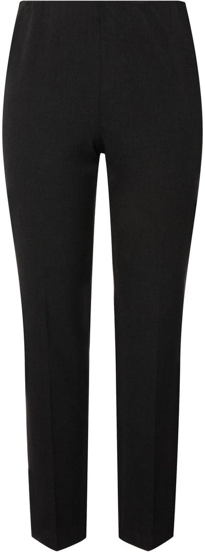 Ulla Popken - Dames - Broek zijdelingse siernaad elastische tailleband - Donkergrijze melange - Maat 46