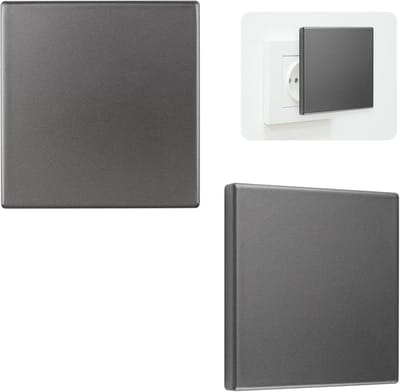 afdekking, wandplaat, schroefloos, kunststof, 2 stuks, 86 x 86 mm, schroefloos, inklikbaar, 2 stuks, donkergrijs