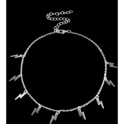 Nouveau Collier Pendentif Forme Éclair Couleur Or Argent Mode pour Femmes Filles Bijoux Boho Classique Déclaration Ras de Cou argenté
