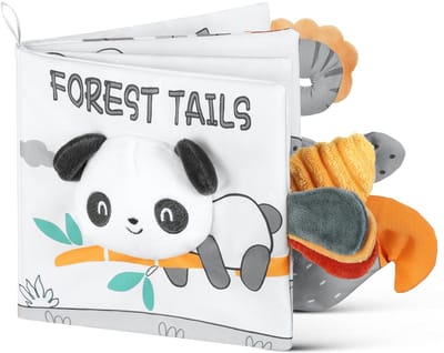 Babyboek – Baby stoffen boek - stoffen boeken voor baby's met dierenthema - voelboek - knisperboek - speelgoedboek 6 maanden – Panda