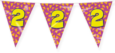 LUQ – Vlaggenlijn Happy Party 2 Jaar – Veelkleurig – 10 m Luxe Verjaardag Feest Versiering – Slinger – Direct Ophangen