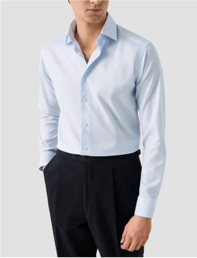 Eton - Overhemd Lichtblauw Eton Semi Solid Cotton Lyocell Shirt Lange Mouw Overhemd Lichtblauw 100015130