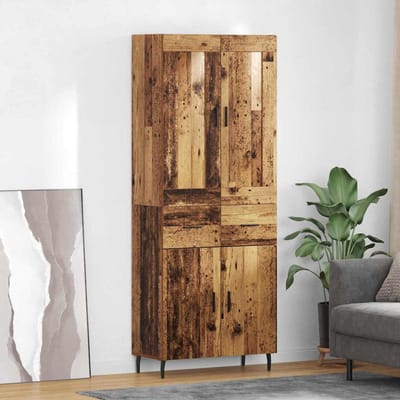 vidaXL - Highboard - 2 - st - Oudhout - 69,5 - x - 34 - x - 180 - cm - Bewerkt - hout