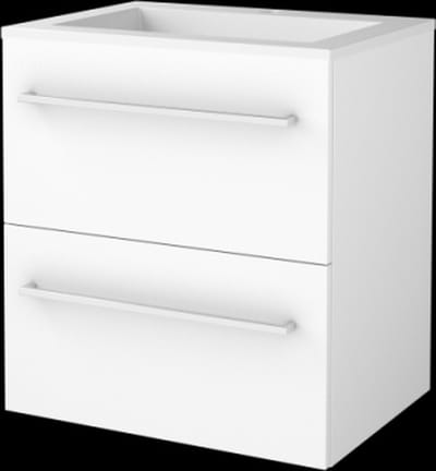 Basic Start 46 badmeubelset met wastafelonderkast met grepen, 2 lades en acryl wastafel met 1 kraangat 60 x 46 cm, ice white